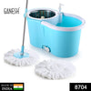 8704 Steel Spinner Bucket Mop 360 Degree Self Spin Wringing with 2 Absorbers for Home and Office Floor Cleaning Mops Set 