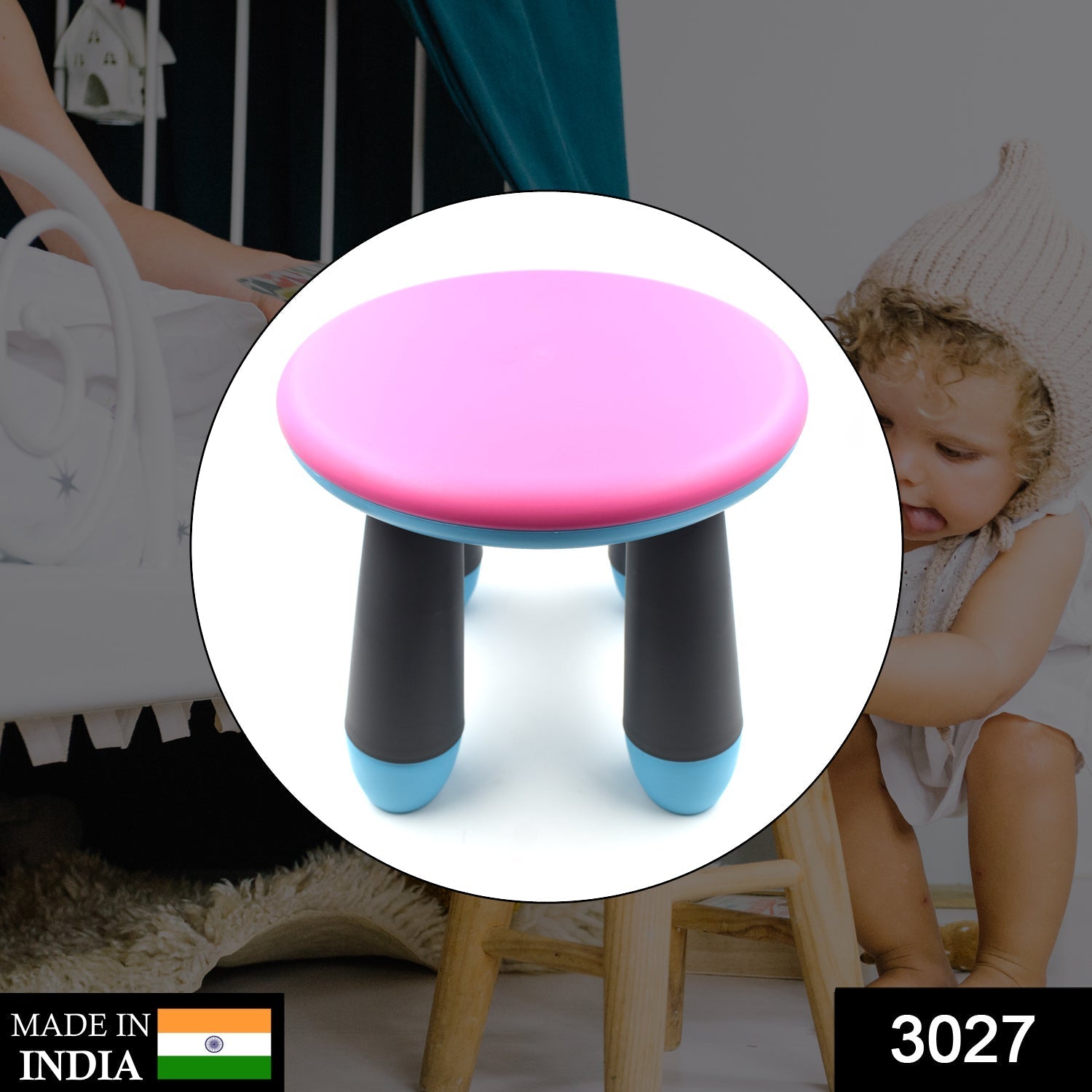 3027 Foldable Baby Stool used in all kinds of places, specially made for kids and children’s etc. 