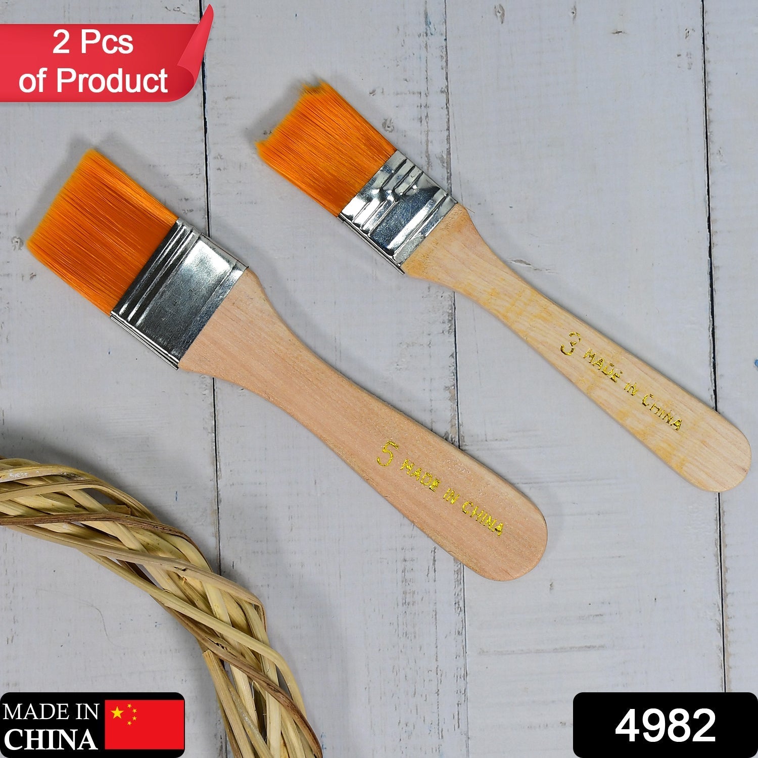 4982 Artistic Flat Painting Brush 2pc for Watercolor & Acrylic Painting. 