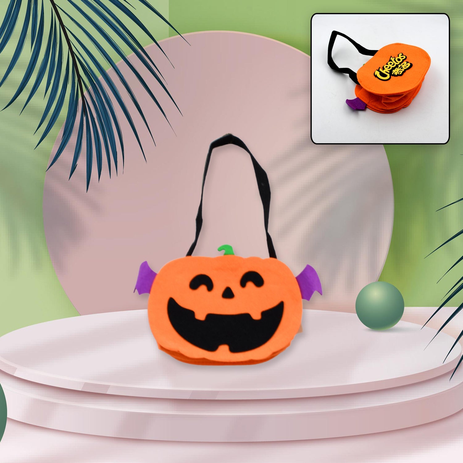 6929 Halloween Pumpkin Bags Non- Woven Candy Bags Trick or Treat Bags Portable Tote Bag Cartoon Goodie Handbag for Halloween Party Favors, Kids Gift Bag