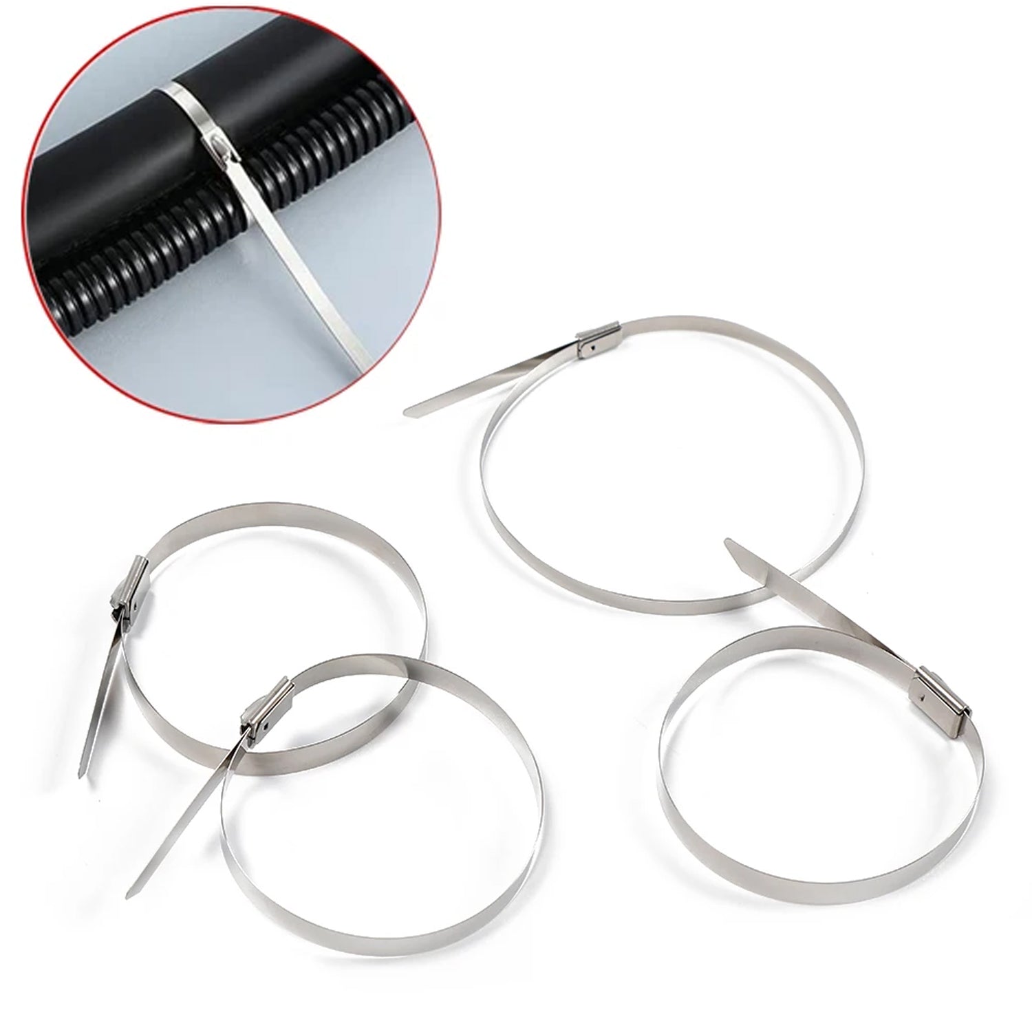 Stainless Steel Cable TIE Used for Solar, Industrial and Home Improvement Multipurpose HIGH Strength, Self-Locking Zip Ties, Multi-purpose Tie, Portable Rustproof 100Pcs Wide Application Zip Tie Set for Building ( 4.6x200MM & 4.6x100MM /  100 pcs Set)