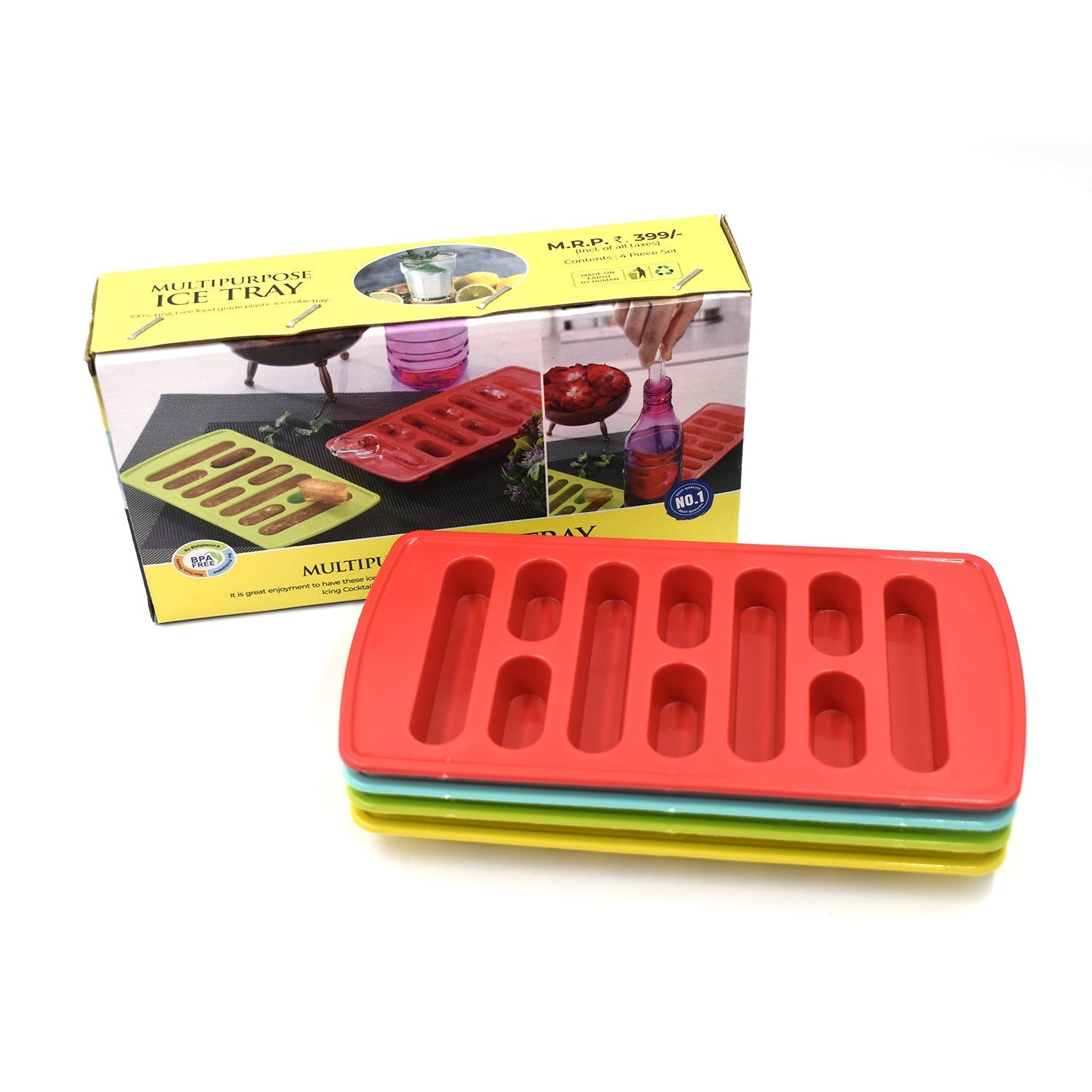 0784 4 Pc Fancy Ice Tray used widely in all kinds of household places while making ices and all purposes.