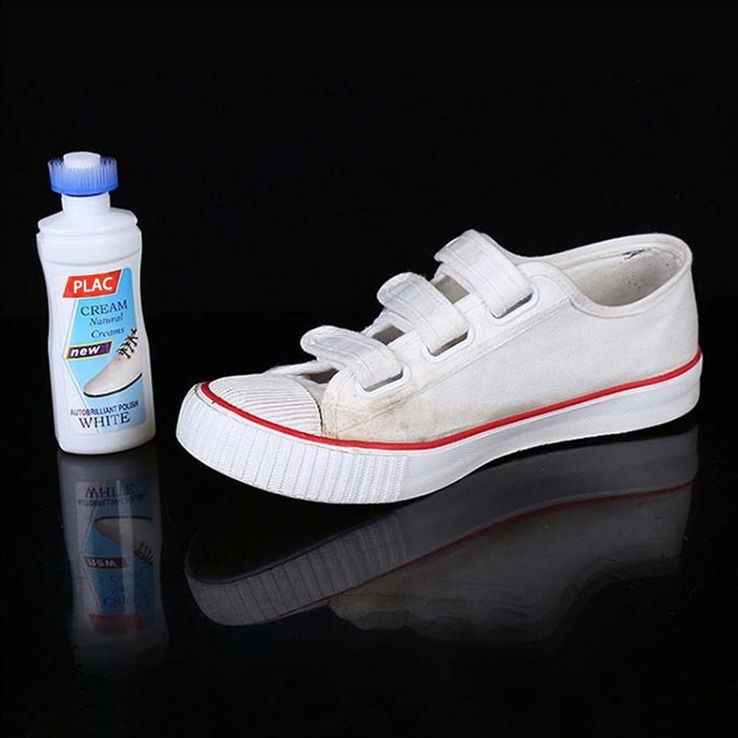 17734 White Shoe Brightener with Removal of Dirt and Whitening Function White Shoes Cleaner with Brush Head for Dirty Shoe Polish Natural Waxes (75 ML)