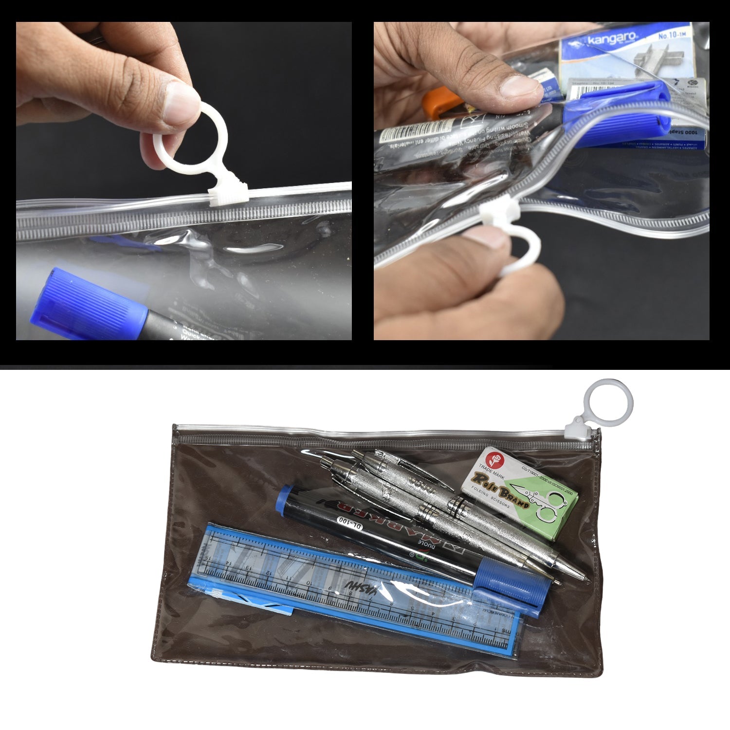 4848  6-Pcs Combo Zipper Pouch scissor Ruler Pen And Marker Used While Studying By Teachers And Students In Schools And Colleges Etc. 