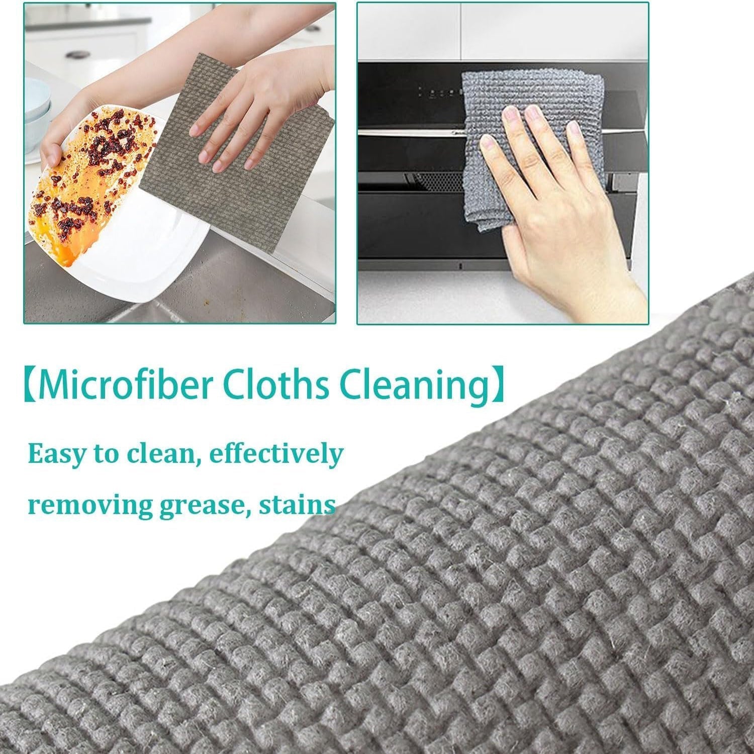 8190 Durable Kitchen Scrub Cloth, Microfiber Cleaning Cloth Roll, Kitchen Wear-Resistant Cloth 20×22cm, Multipurpose Cleaning Cloths for Kitchen (1pc)