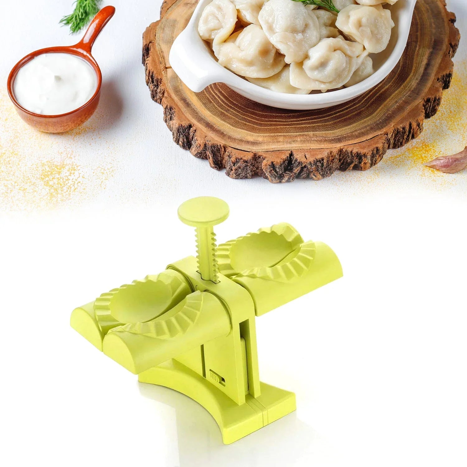 5300b DUMPLING MAKER MOLD,DOUBLE HEAD DUMPLING MOLD WRAP TWO AT A ONE TIME,HOUSEHOLD DUMPLING MAKER MOULD,EASY-TOOL FOR MAKING DUMPLINGS,DUMPLING PRESS MOLD KITCHEN ACCESSORIES (Brown Box)