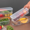 5595 3 Fridge Storage Container, Fridge Organizer with Lid Stackable Fridge Storage Containers Plastic Freezer Storage Containers for Fish, Meat, Vegetables, Fruits, Pack of 3pcs, 1500ML Approx