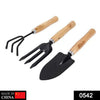 542 Gardening Tools - Hand Cultivator, Small Trowel, Garden Fork (Set of 3) 