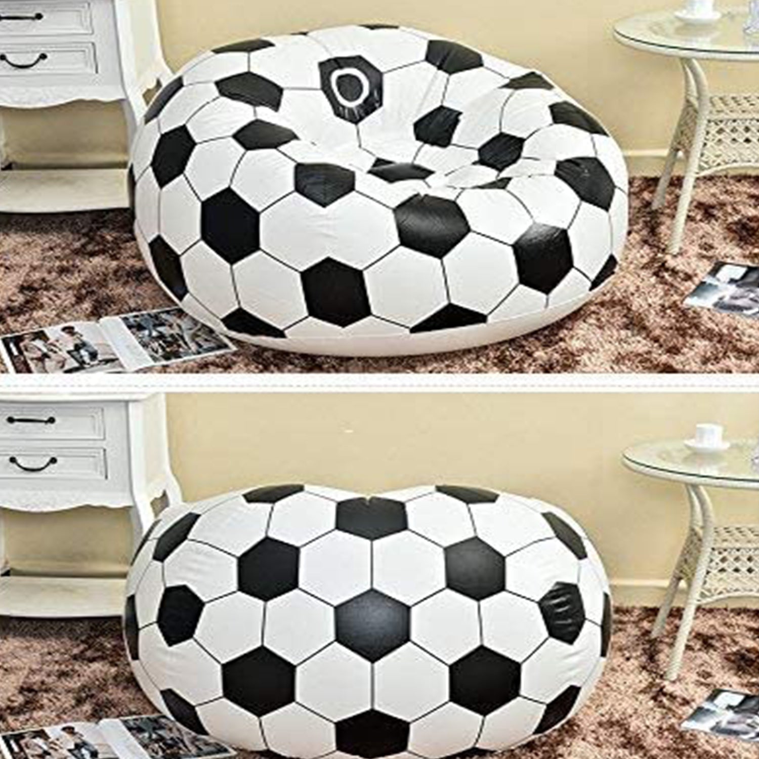 17732 Football Sofa, Cartoon Style Inflatable Folding Chair, Soccer Ball Chair, Inflatable Sofa for Adults, Kids size 110cm x 80cm