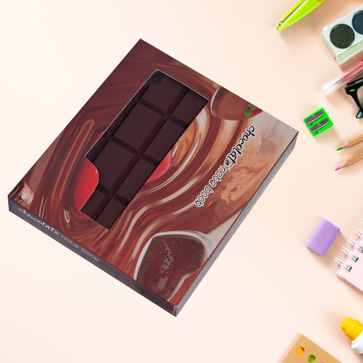 4528 Small Chocolate Scented Diary Memo Notebook in Rectangular Chocolate Bite Shape with Original Chocolate Smell Personal Pocket Diary, Dairy book with Plain Pages for Kids