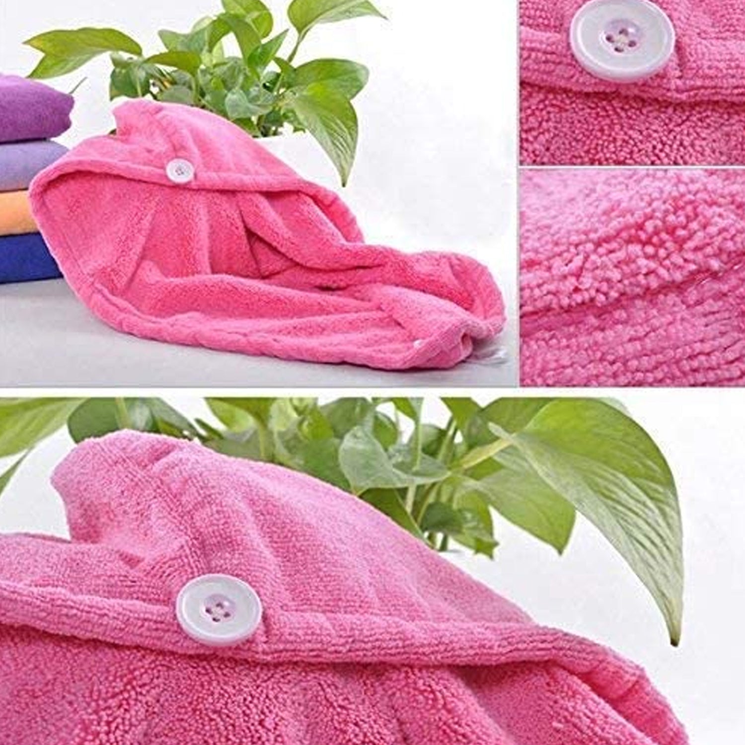 12600  Microfiber Hair Wrap Towel Cap, Quick Turban Hair-Drying Absorbent Microfiber Towel / Dry Shower Caps (1 Pc)