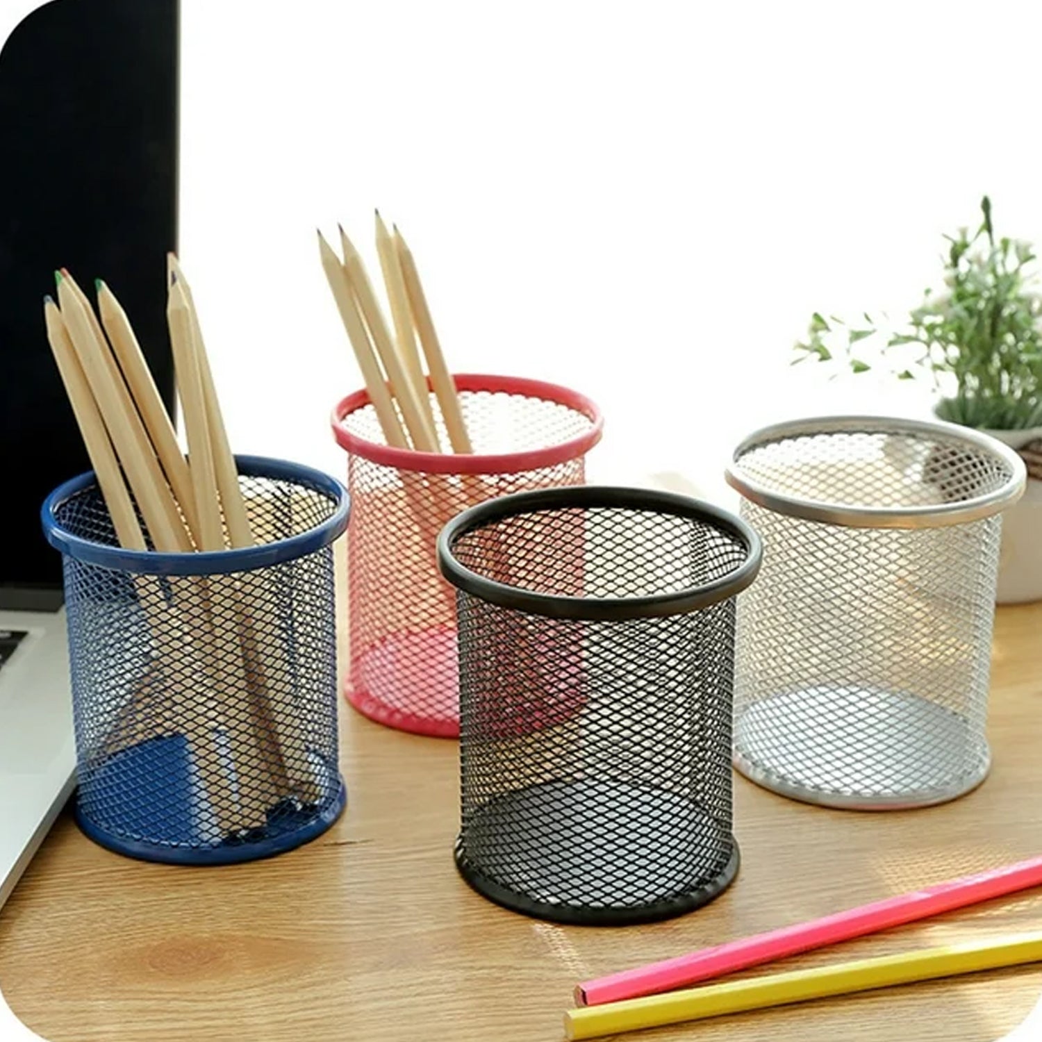 7991 Pen holder Pen Holder Office Desk Metal Mesh Pen Stand Pencil Stationery Holder Desk Organizer Stand Storage Pencil Case (1 Pc)