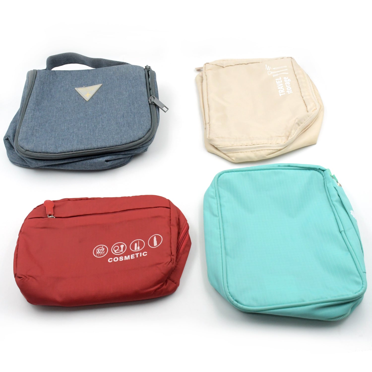 7938 Travel Wash Bag Multi-Functional Waterproof Cosmetic Storage Bag Handheld Foldable Hook Cosmetic Bag with Zipper Closure Handbag Portable Classification Bags(1 Pc Mix Design)