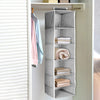 6741 Non-Woven Fabric Cloth 6 Selves Hanging Storage Wardrobe Organizer with PVC Zippered Closure 6 Layers Chain Cloth 