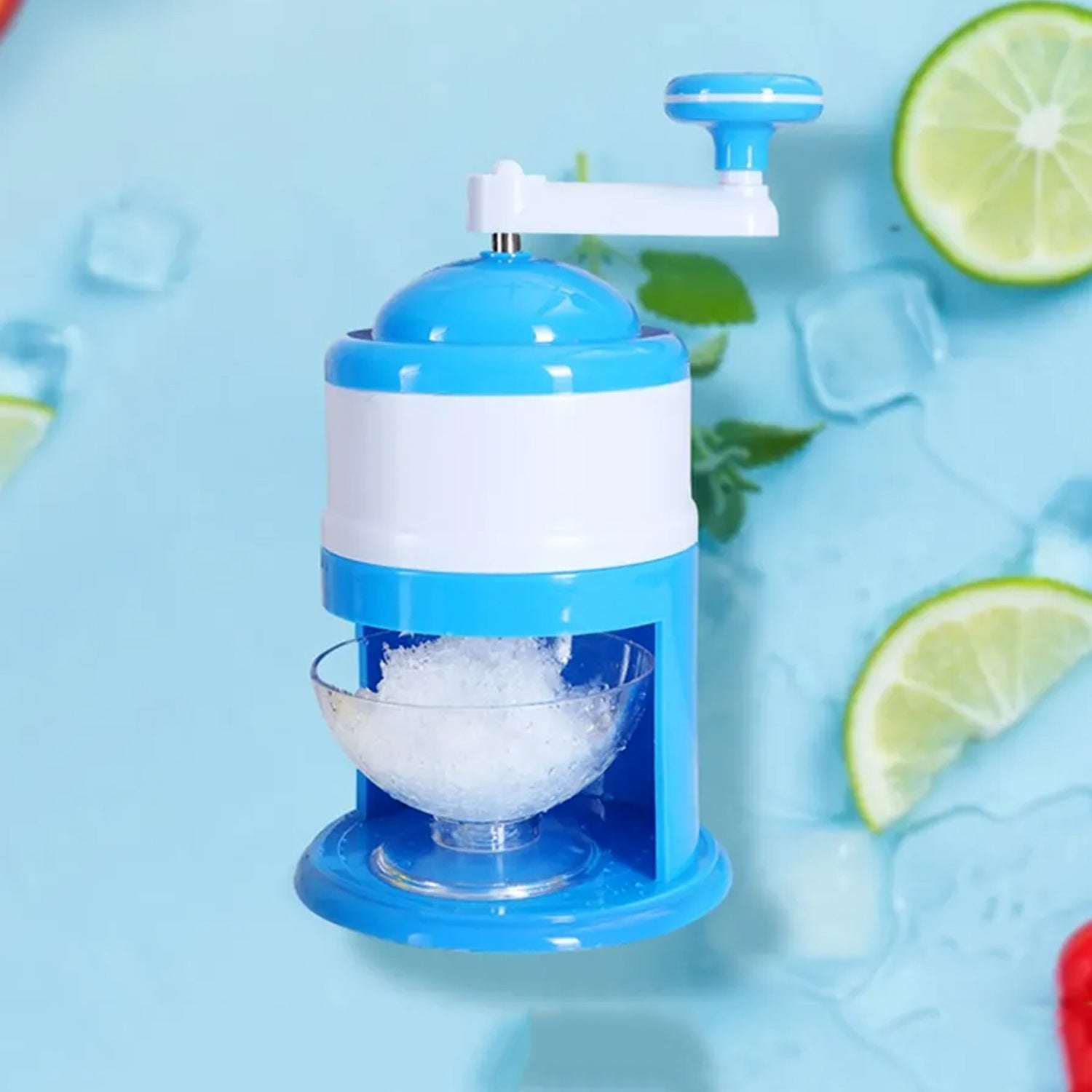 5771 Portable Gola Maker Ice Crusher and Shaved Ice Machine, Hand Shaved Ice Machine Manual Fruit Smoothie Machine Mini Household Ice Shaver Small Ice Crusher