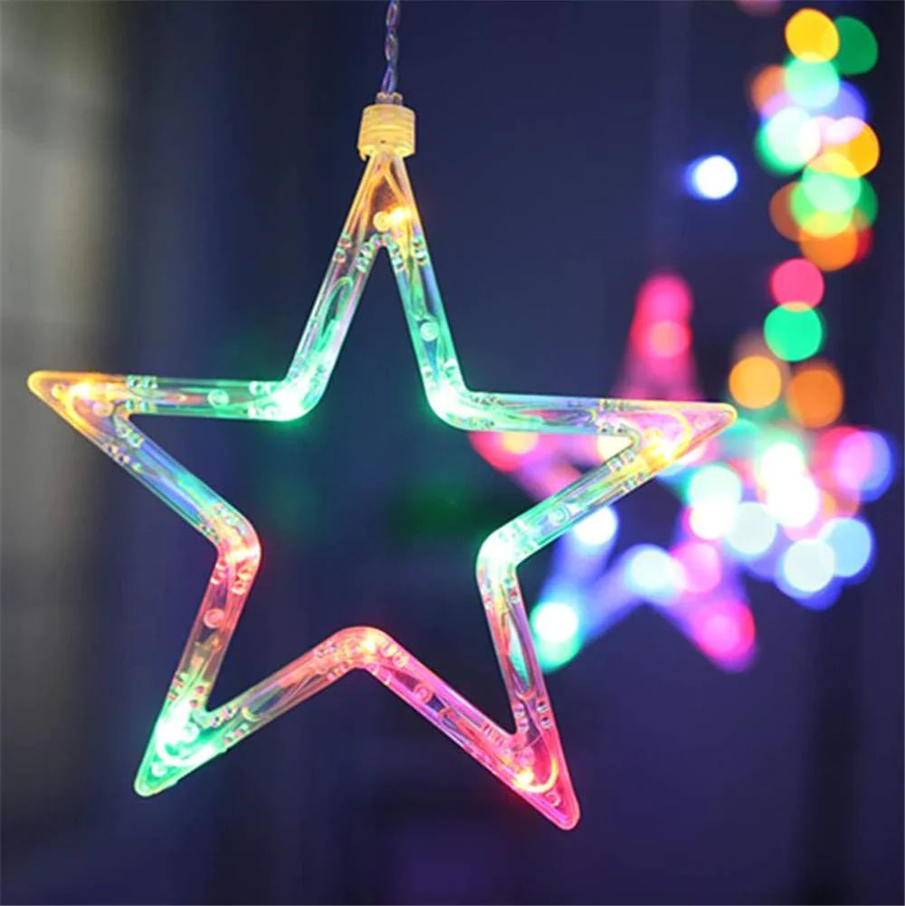 3386 12 Stars LED Curtain String Lights with 8 Flashing Modes for Home Decoration, Diwali & Wedding LED Christmas Light Indoor and Outdoor Light ,Festival Decoration (Multicolor)