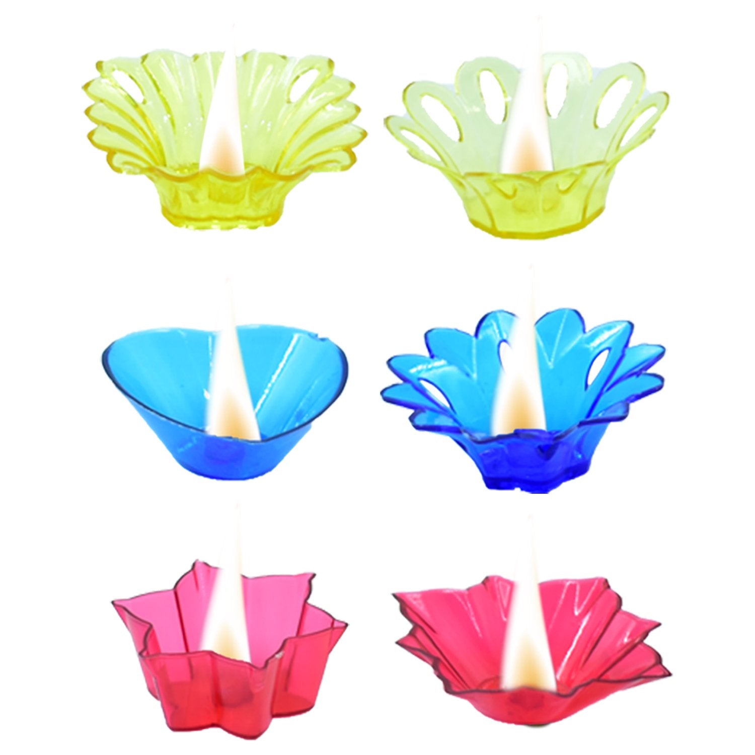 6004 Plastic Candle Cup with Multi Shape Diwali Diya Cup (Multicolor)