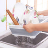 0804 Collapsible Folding Silicone Dish Drying Drainer Rack with Spoon Fork Knife Storage Holder 