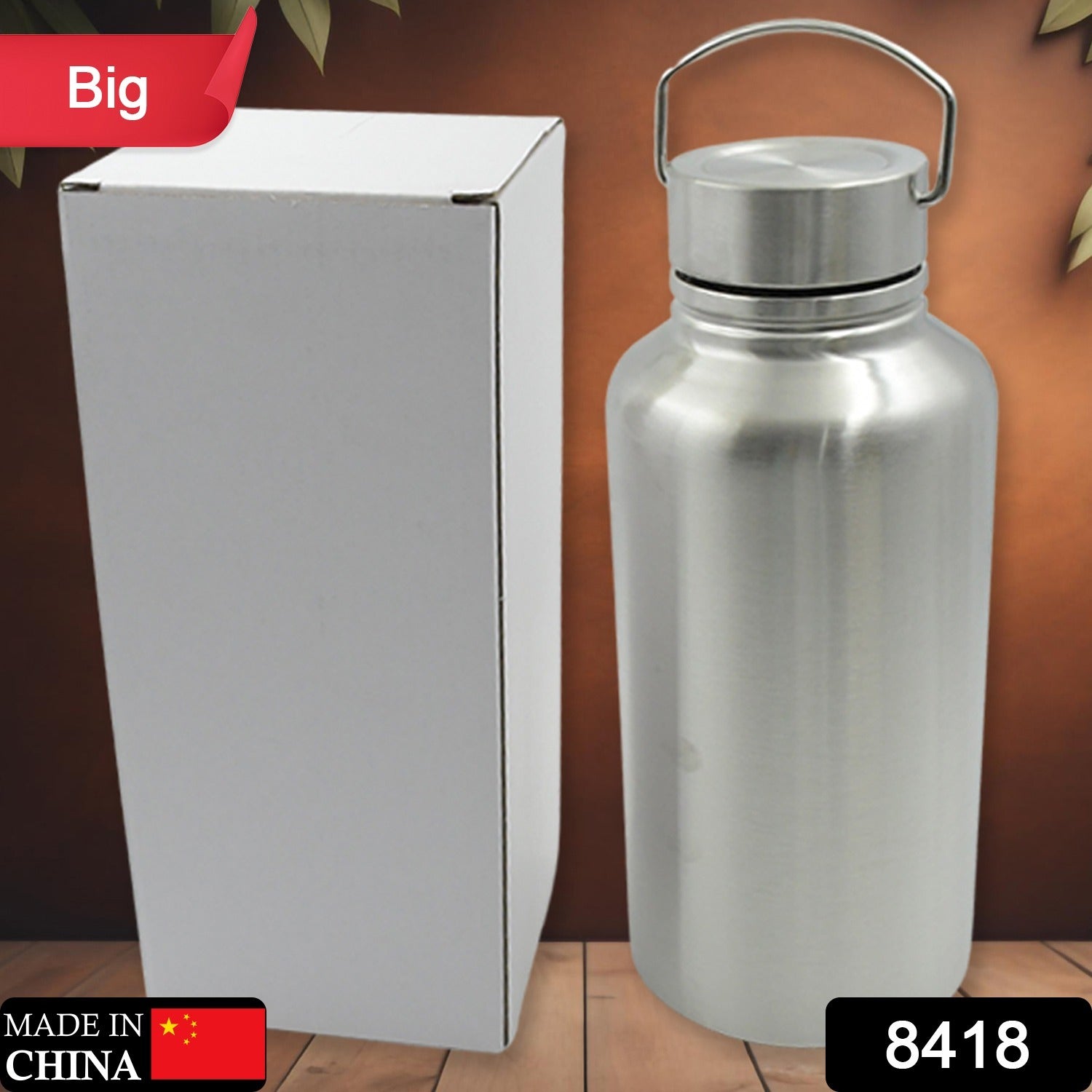 8418 Big Stainless Steel Water Bottle With Handle, Fridge Water Bottle, Stainless Steel Water Bottle Leak Proof, Rust Proof, Hot & Cold Drinks, Gym Sipper BPA Free Food Grade Quality, Steel fridge Bottle For office/Gym/School (Big)