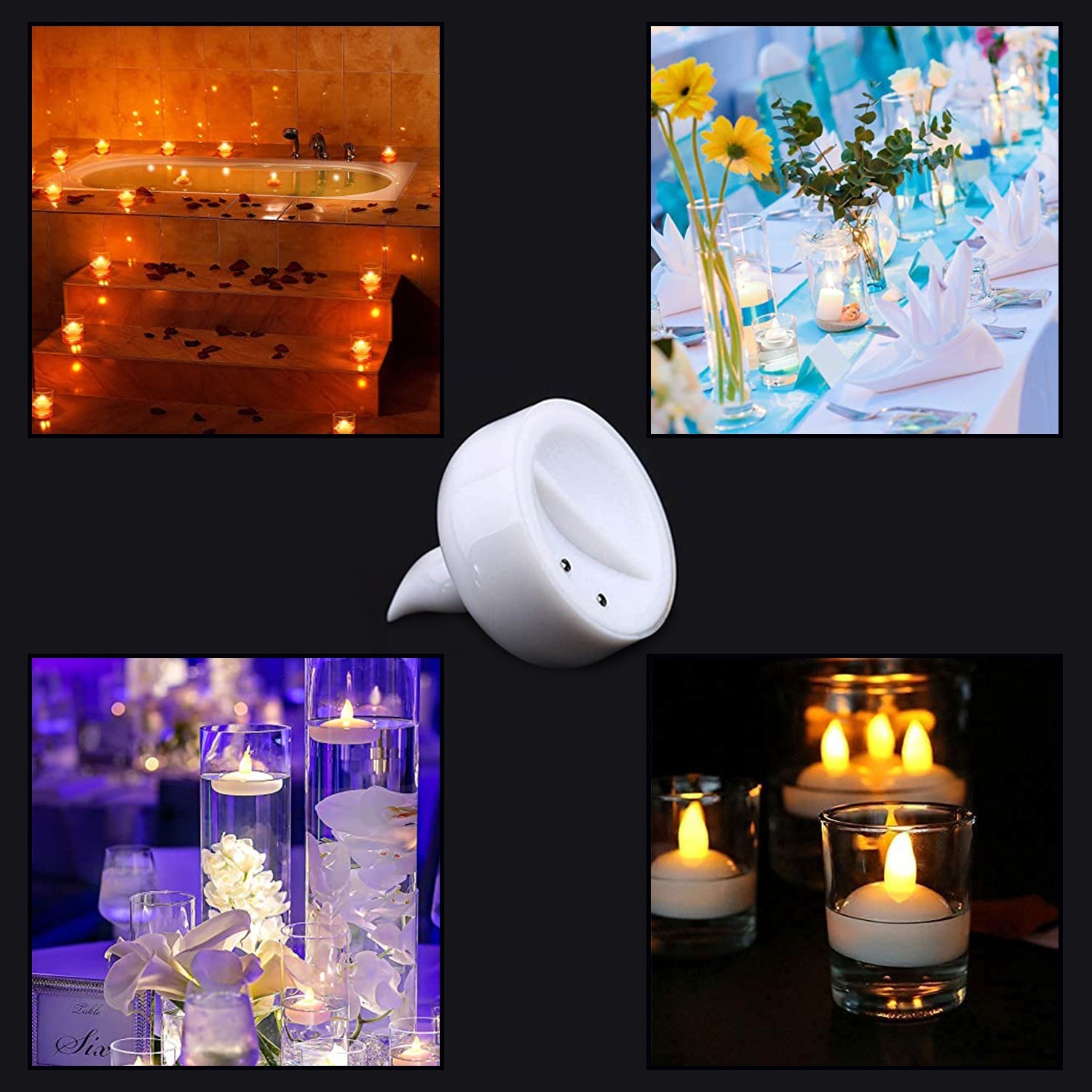 6432 Set of 12 Flameless Floating Candles Battery Operated Tea Lights Tealight Candle - Decorative, Wedding.( Diya , Divo , Diva , Deepak , Jyoti ,)