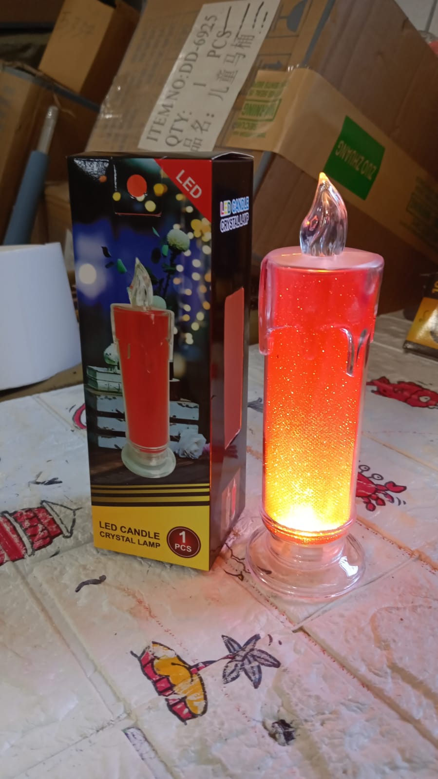 8438 Red LED Flameless Candles Battery Operated Pillar Candles Flickering Realistic Decorative Lamp Votive Transparent Flameless Ornament Tea Party Decorations for Hotel, Scene,Home Decor, Restaurant, Diwali Decoration Candle Crystal Lamp (1 Pc)