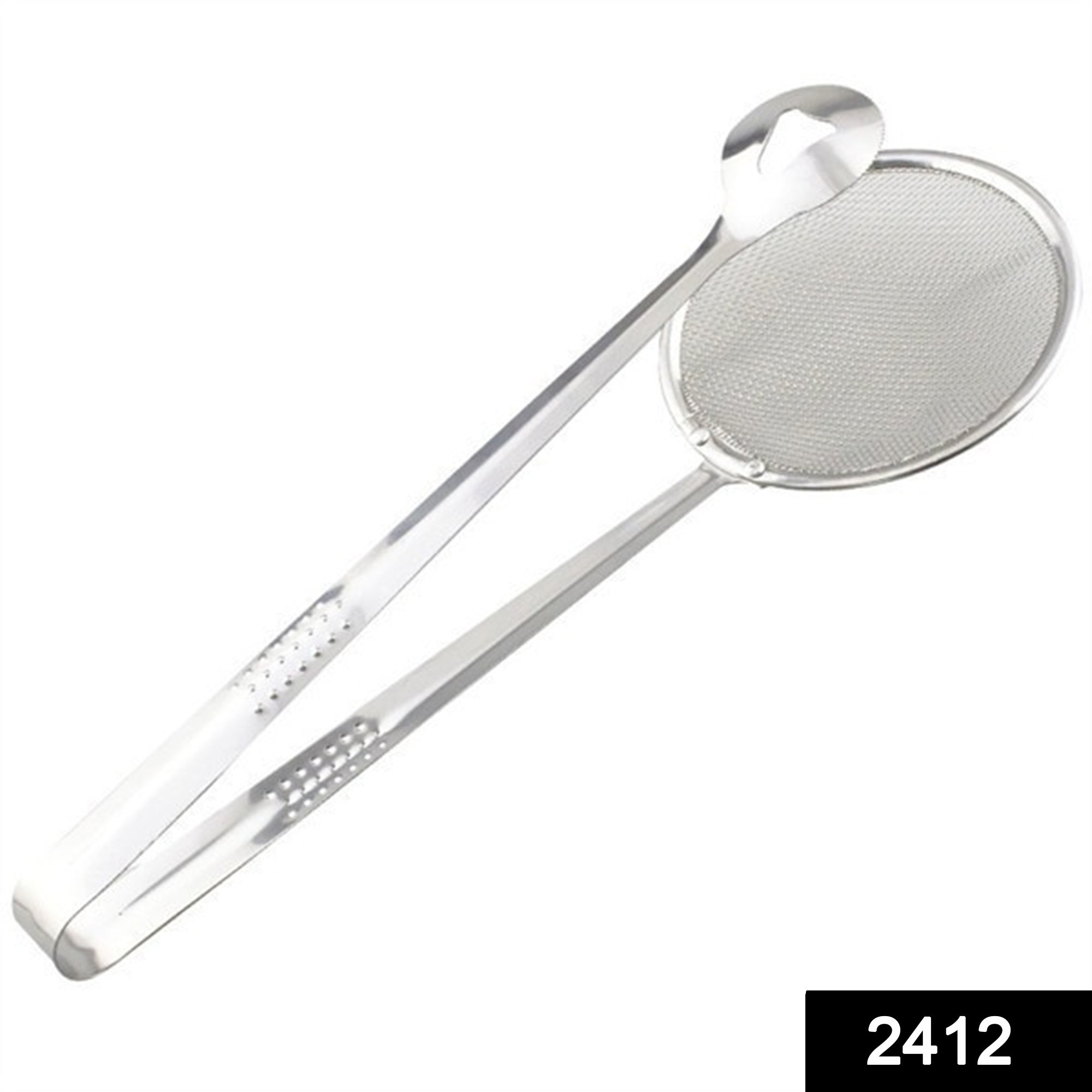 2412 2In1 Stainless Steel Filter Spoon with Clip Food Kitchen Oil-Frying Multi-Functional 