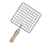 2086 Kitchen Square Stainless Steel Roaster Papad Jali, Barbecue Grill with Wooden Handle 