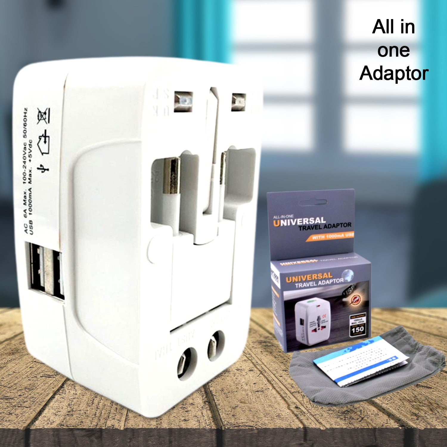 12671 All-in-One Universal Worldwide Travelling AC Adaptor Plug (AU / UK / US / EU) International Power Charger Electric USB Power Plug Socket Adapter Converter (1 Pc)