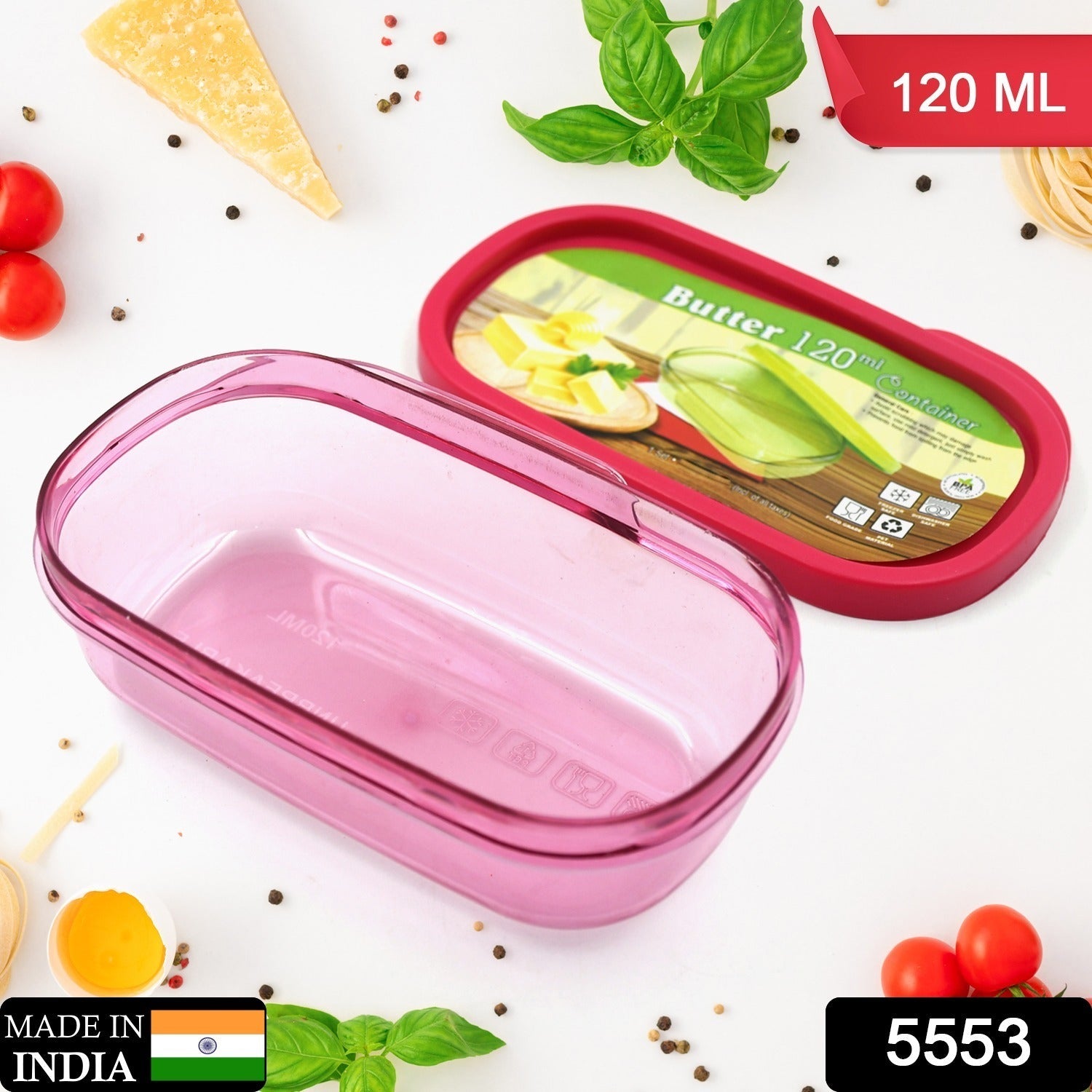 5553 Butter Container, PP Butter Storage Box Easy to Take Portable Large Capacity for Kitchen for Home for Cheese for Butter (120 ML)