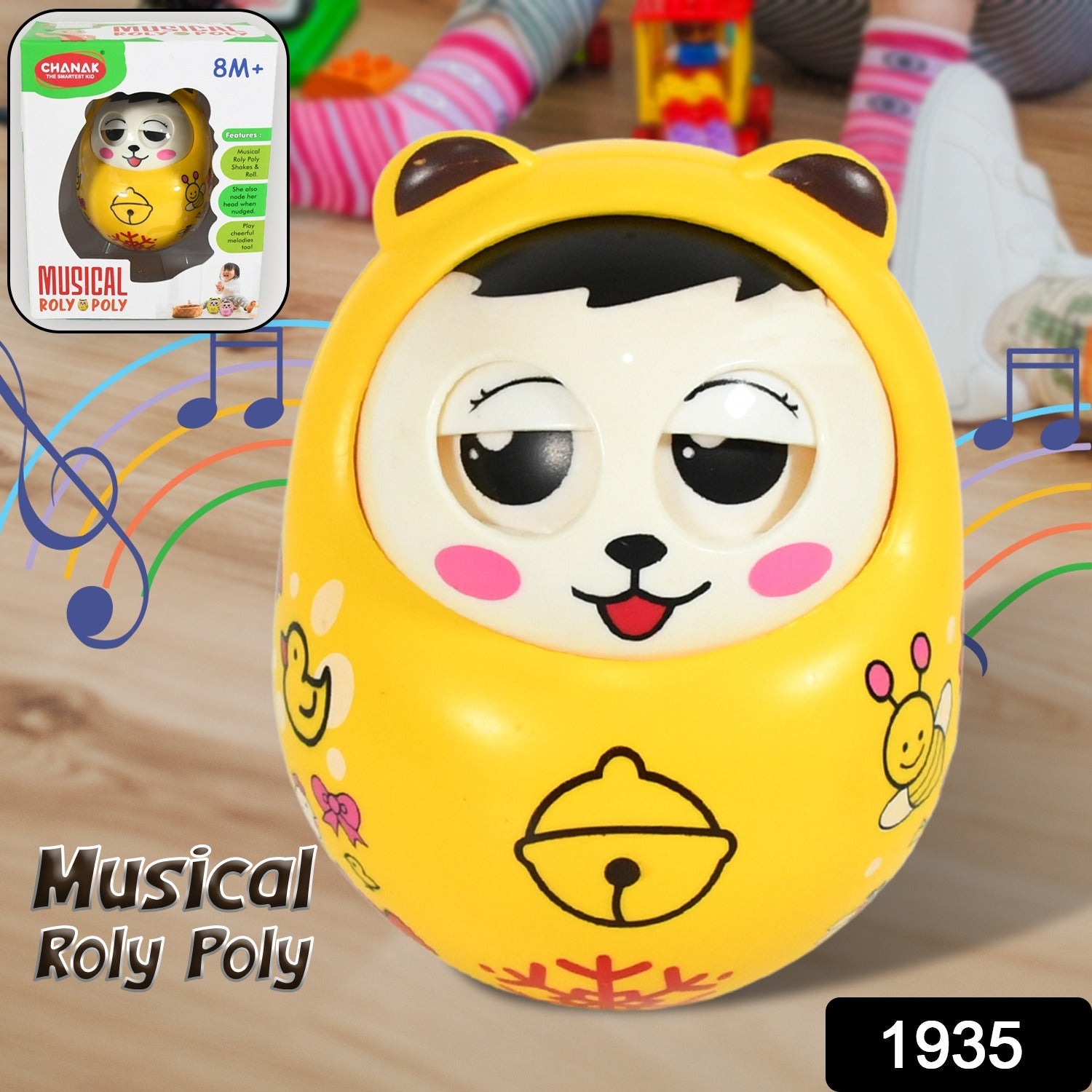 1935 Musical Roly Poly Toys for Baby | Push and Shake Wobbling Toy with Music | Tumbler Doll Toy for Babies | Sound Balancing Doll Toys for Baby Boys, Girls 8+ Months Multicolor (1 Pc)