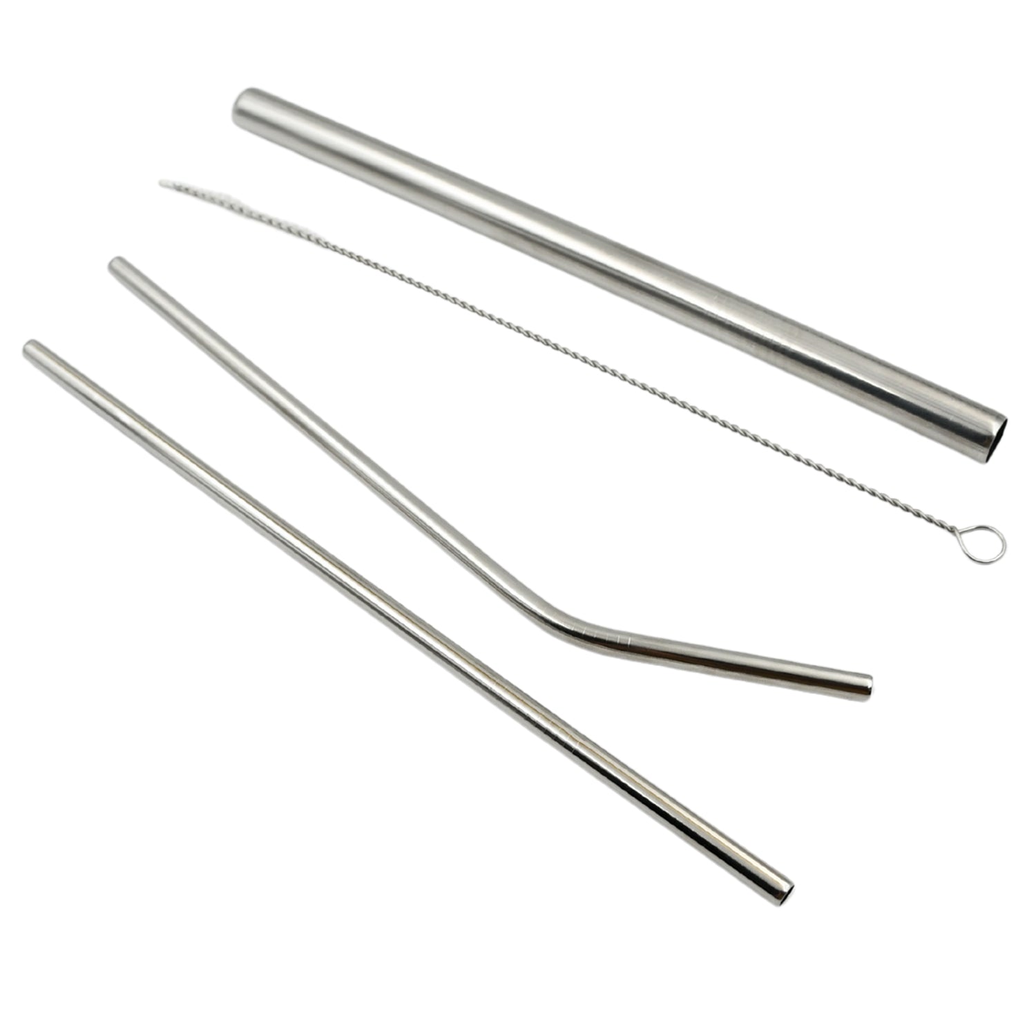 0600 Reusable Stainless Steel Straws with Travel Case Cleaning Brush Eco Friendly Extra Long Metal Straws Drinking Set of 4 (2 Straight straws, 1 Bent straws, 1 Brush)