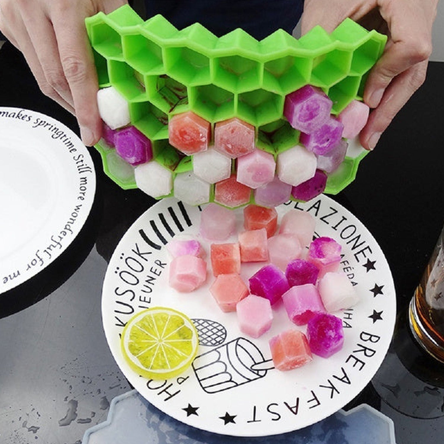 1138A  Silicone Ice Cube Trays 32 Cavity Per Ice Tray [Multi color] 