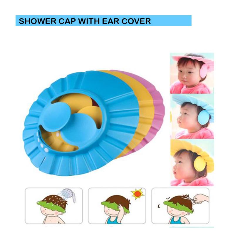 0378 Adjustable Safe Soft Baby Shower cap Gharbaar Store