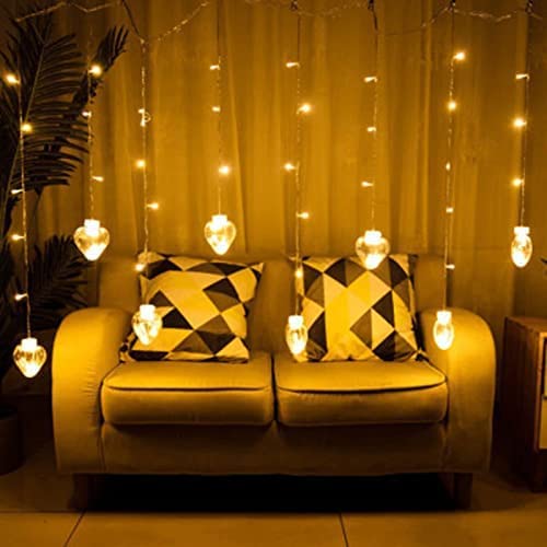 3387 8 Feet 12 Wish Heart Ball String LED Lights With Color Box for Home Decoration, Diwali & Wedding LED Christmas Light Indoor and Outdoor Light ,Festival Decoration  (Wishing Ball Warm White)